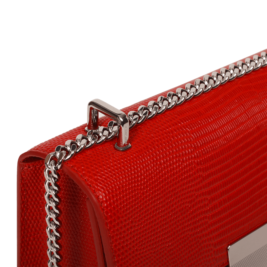 Alma Silver Edition - Cuir Embossé Lézard Rouge Ateliers Auguste