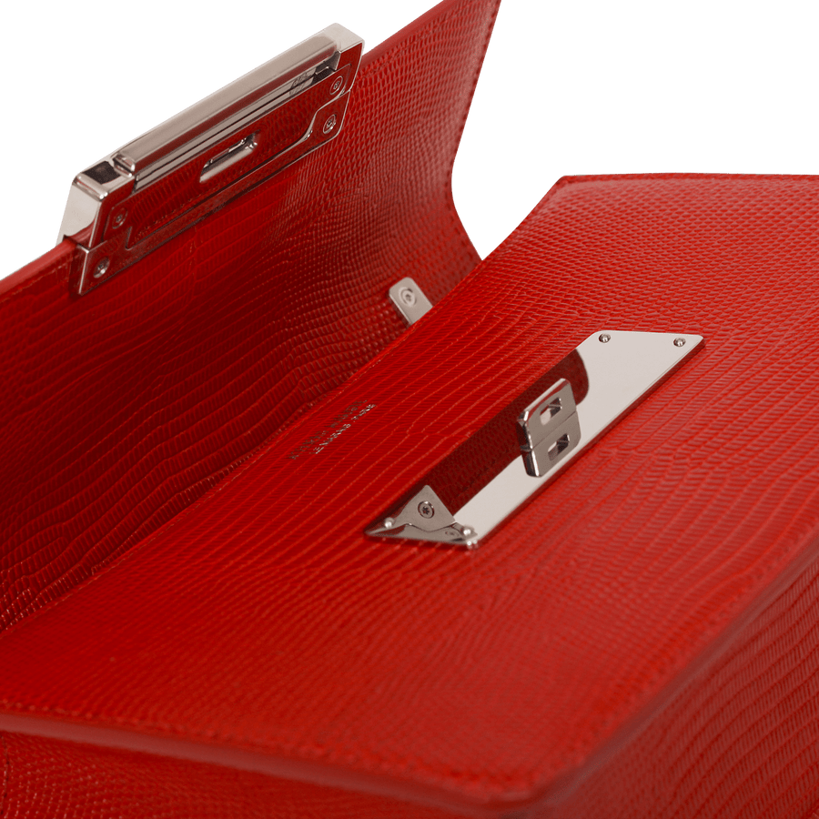 Alma Silver Edition - Cuir Embossé Lézard Rouge Ateliers Auguste