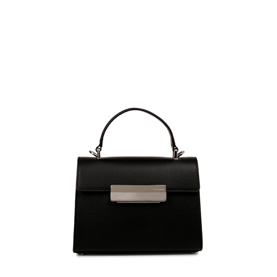 Mini Capucine Silver Edition - Cuir Grainé Noir Ateliers Auguste