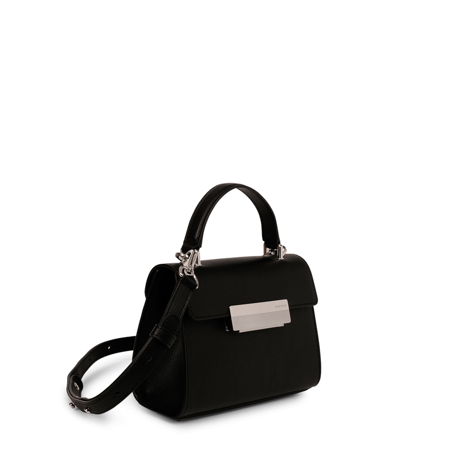 Mini Capucine Silver Edition - Cuir Grainé Noir Ateliers Auguste