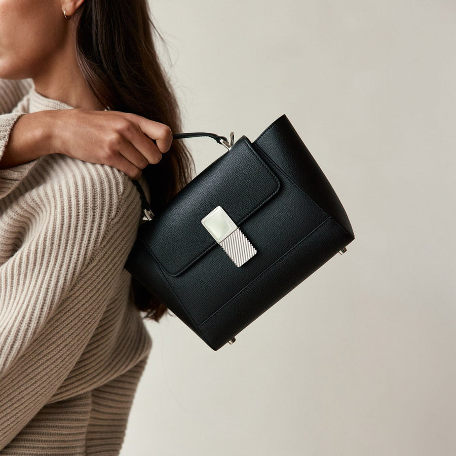 Mini Marly Silver Edition - Cuir Grainé Noir Ateliers Auguste