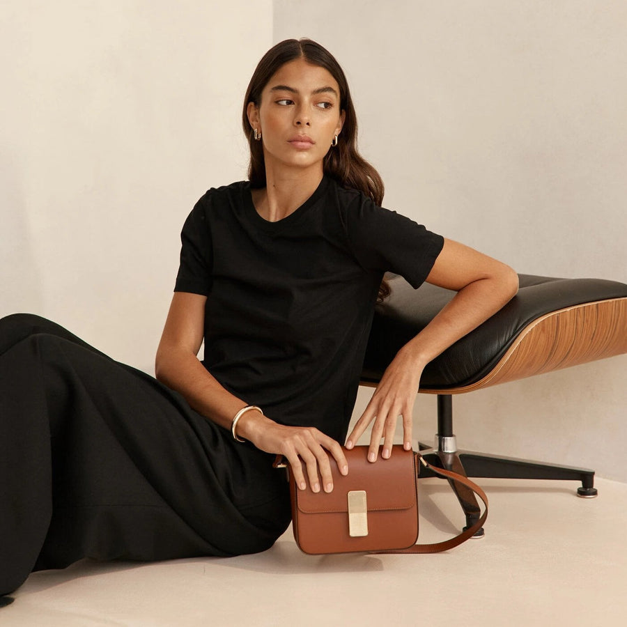 Mini Monceau Gold Edition - Cuir Box Camel Ateliers Auguste