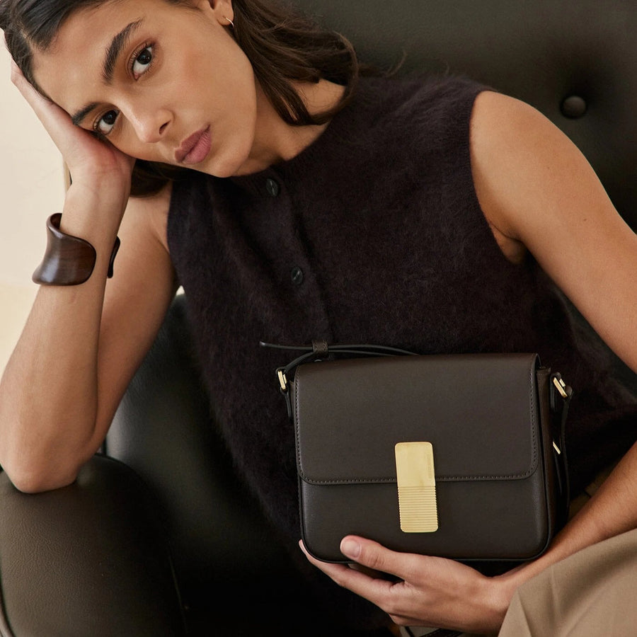 Mini Monceau Gold Edition - Cuir Box Chocolat Ateliers Auguste